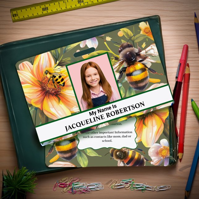 Tarjeta De Identificación Girl Boy Child Photo Name School ID Card Custom    (Girl Boy Child Photo Name School ID Card Custom Badge for your child to wear at school and events. )