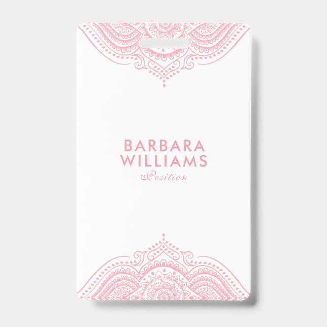 Tarjeta De Identificación Girly Pink Ornate Lace (Anverso)
