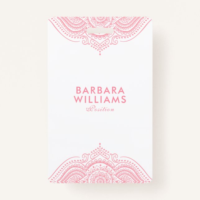 Tarjeta De Identificación Girly Pink Ornate Lace (Anverso)