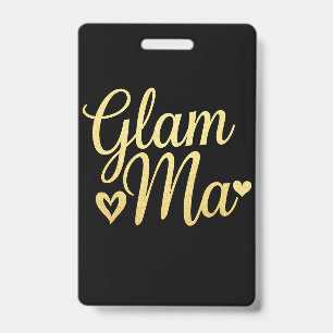 Tarjeta De Identificación Glam Ma Corazón de Oro Mamá Abuela Día de la Madre