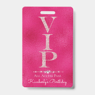 Tarjeta De Identificación Glamorosos diamantes Purpurina rosado Lealtad VIP
