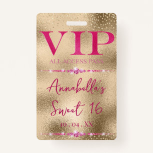 Tarjeta De Identificación Glamorosos diamantes rosados en oro VIP