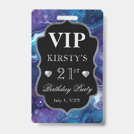 Tarjeta De Identificación Glitter Celestial Agata Azul Púrpura Cumpleaños VI