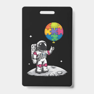 Tarjeta De Identificación Globo de astronauta autista Conciencia del espacio