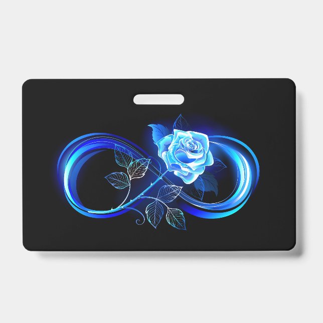 Tarjeta De Identificación Glowing infinity with blue rose (Parte frontal)