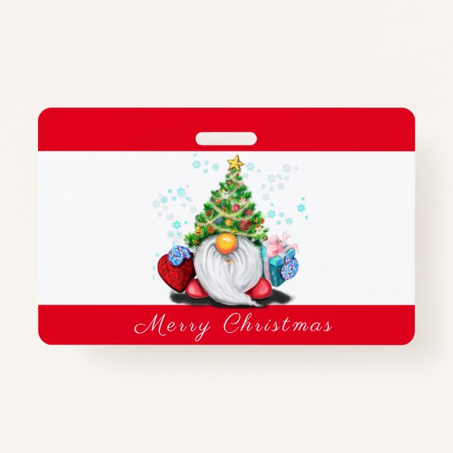 Tarjeta De Identificación Gnome con placa Fiesta para Navidades de regalo (Anverso)