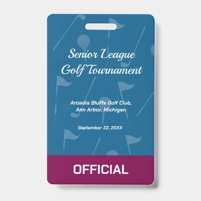 Tarjeta De Identificación Golf Event Security Badge – Security & Access Pass (Anverso)