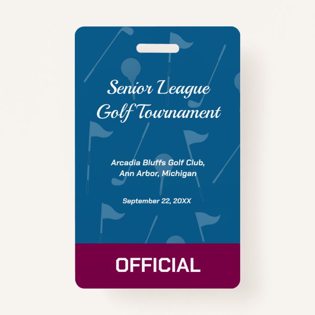 Tarjeta De Identificación Golf Event Security Badge – Security & Access Pass (Anverso)