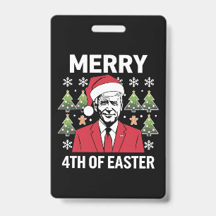 Tarjeta De Identificación Gorro de Santa de Navidad de Joe Biden Feliz 4 de
