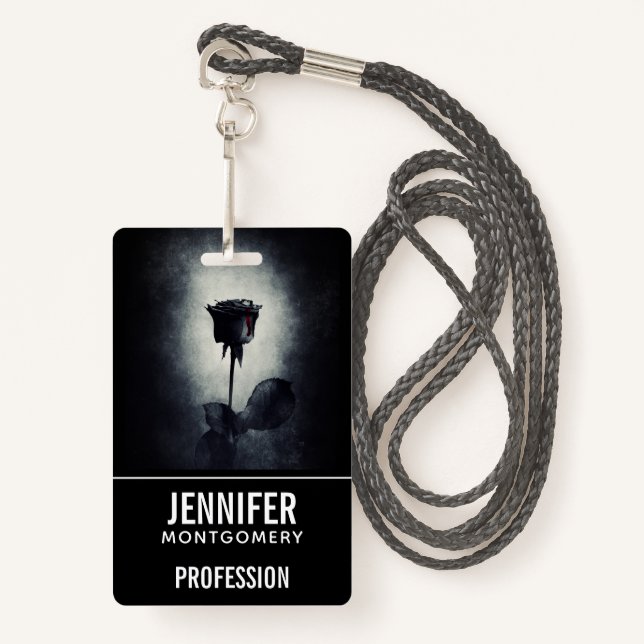 Tarjeta De Identificación Gótico Rosa negro goteo sangre macabra profesión (Anverso son cordón)