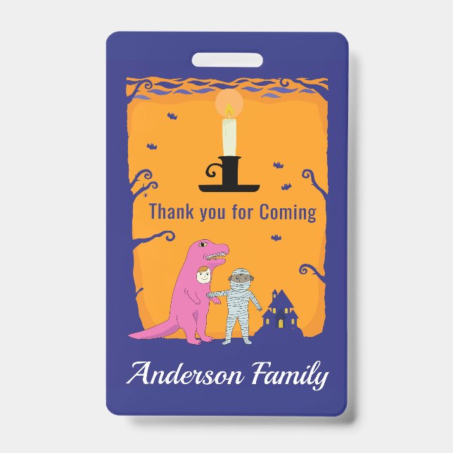 Tarjeta De Identificación Gracias por el cumpleaños de Halloween (Parte frontal)