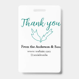 Tarjeta De Identificación Gracias por el nombre de la compañía de la hoja de