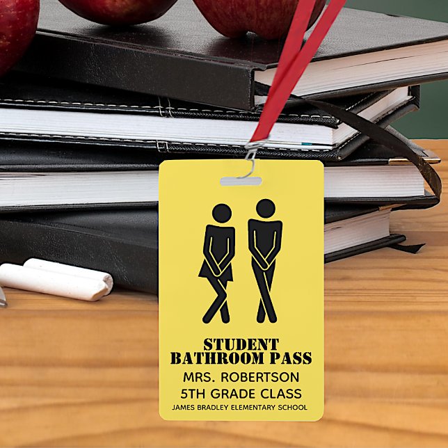 Tarjeta De Identificación Gracioso Baño Escolar Pase Badge (Subido por el creador)