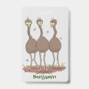 Tarjeta De Identificación Gracioso ilustracion del trío de emu australiano p