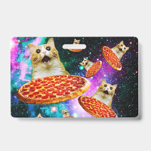 Tarjeta De Identificación Gracioso pizza espacial
