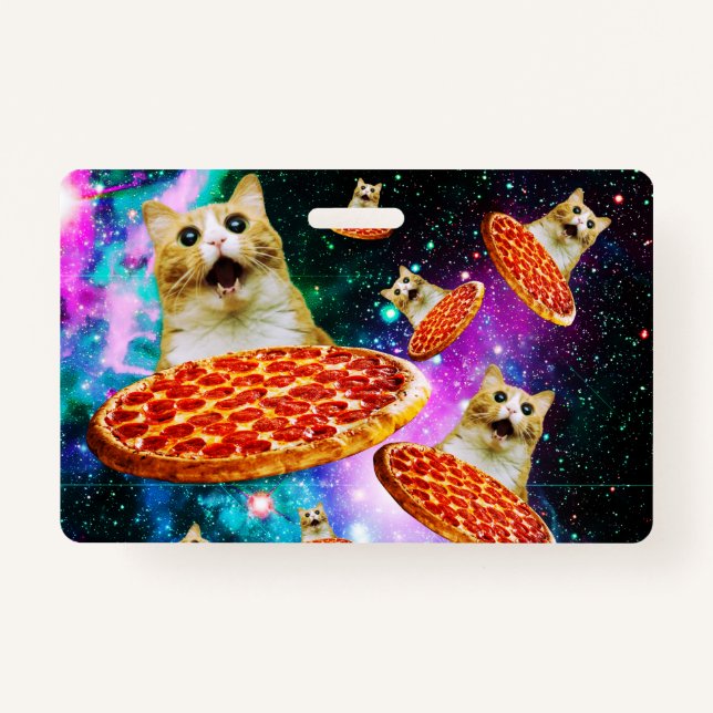 Tarjeta De Identificación Gracioso pizza espacial (Anverso)