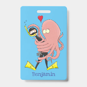 Tarjeta De Identificación Gracioso pulpo abrazos buceo humor personalizado