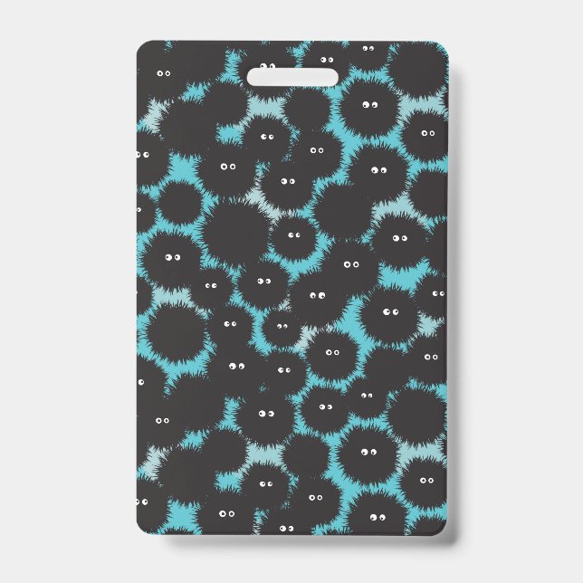 Tarjeta De Identificación Graciosos monstruos esponjosos negros (Parte frontal)