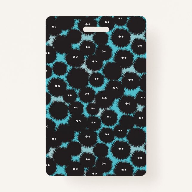 Tarjeta De Identificación Graciosos monstruos esponjosos negros (Anverso)