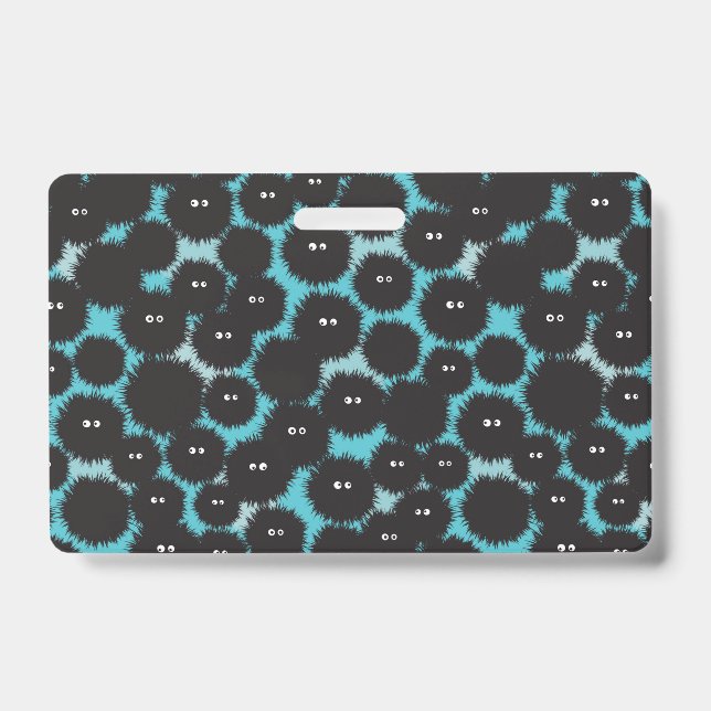 Tarjeta De Identificación Graciosos monstruos esponjosos negros (Parte frontal)