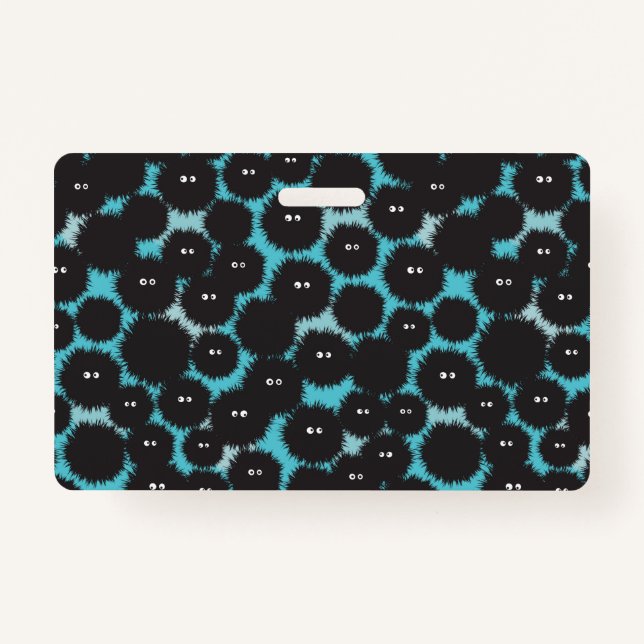 Tarjeta De Identificación Graciosos monstruos esponjosos negros (Anverso)