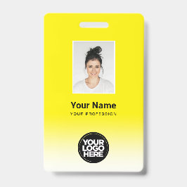 Tarjeta De Identificación Gradiente Amarillo de Foto de Empleado Personaliza