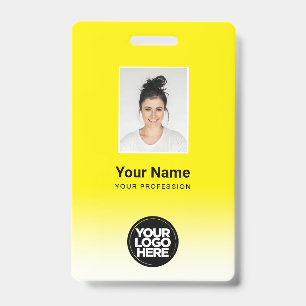 Tarjeta De Identificación Gradiente Amarillo de Foto de Empleado Personaliza