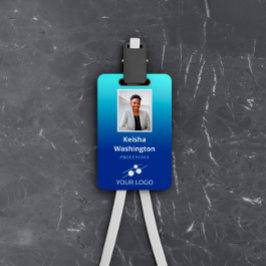 Tarjeta De Identificación Gradiente Azul Agrega tu Logo ID de Empleado