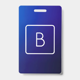 Tarjeta De Identificación Gradiente de color azul oscuro y monograma