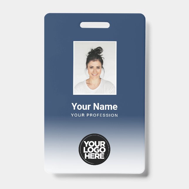Tarjeta De Identificación Gradiente de Foto de Empleado Personalizada (Parte frontal)