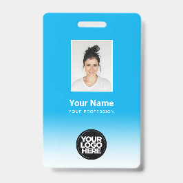 Tarjeta De Identificación Gradiente de Foto de Empleado Personalizada Azul C