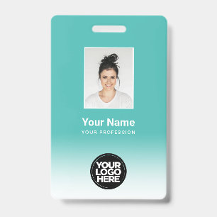 Tarjeta De Identificación Gradiente de Foto de Empleado Personalizada Turque