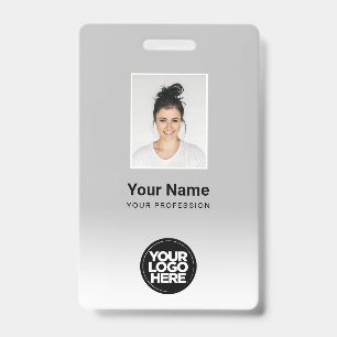 Tarjeta De Identificación Gradiente Gris Claro de Foto de Empleado Personali