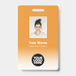 Tarjeta De Identificación Gradiente Naranja Foto de Empleado Personalizada