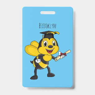 Tarjeta De Identificación Graduación de abeja de dibujos animados feliz