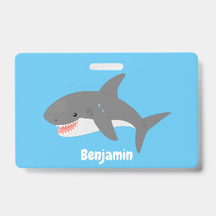 Tarjeta De Identificación Gran ilustracion personalizado feliz de tiburón bl