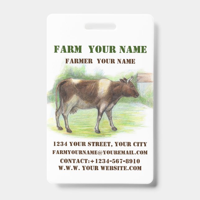 Tarjeta De Identificación Granja de vacas (Front)