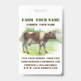 Tarjeta De Identificación Granja de vacas