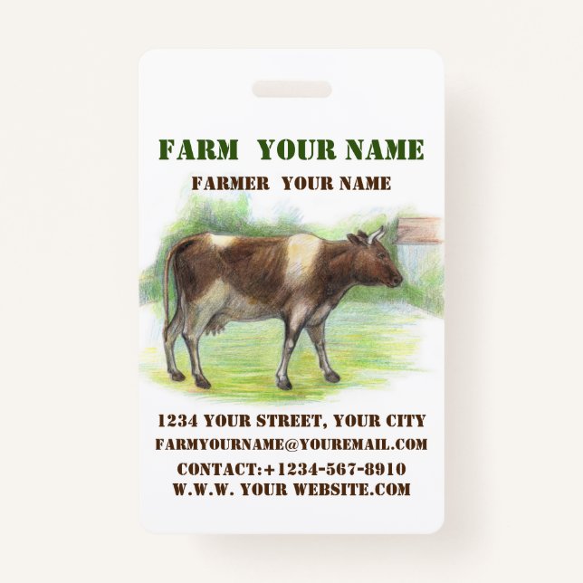 Tarjeta De Identificación Granja de vacas (Anverso)