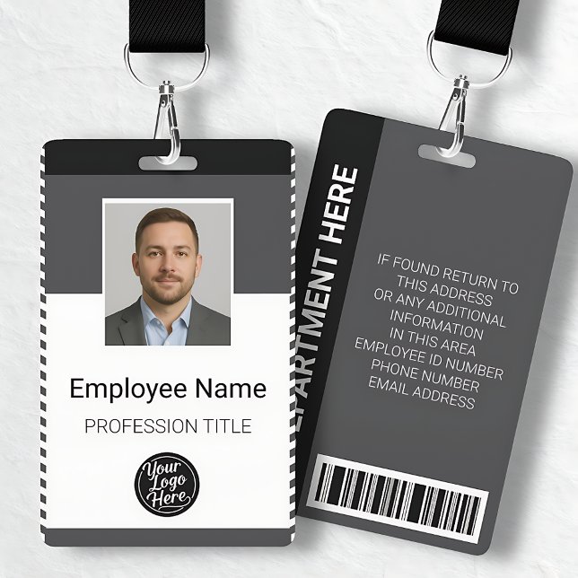 Tarjeta De Identificación Gray Black Corporate Employee Photo ID (Gray Black Corporate Employee Photo ID Badge)
