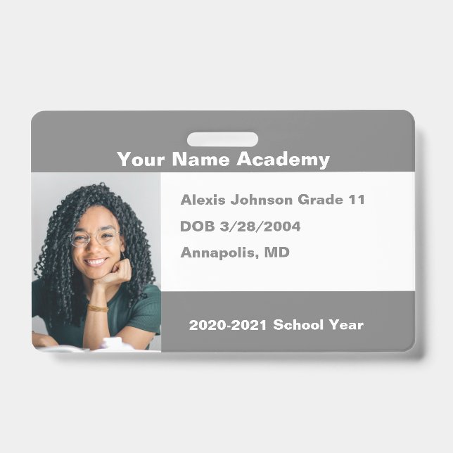 Tarjeta De Identificación Gray Do It You Self Personalizado Homeschoe (Parte frontal)