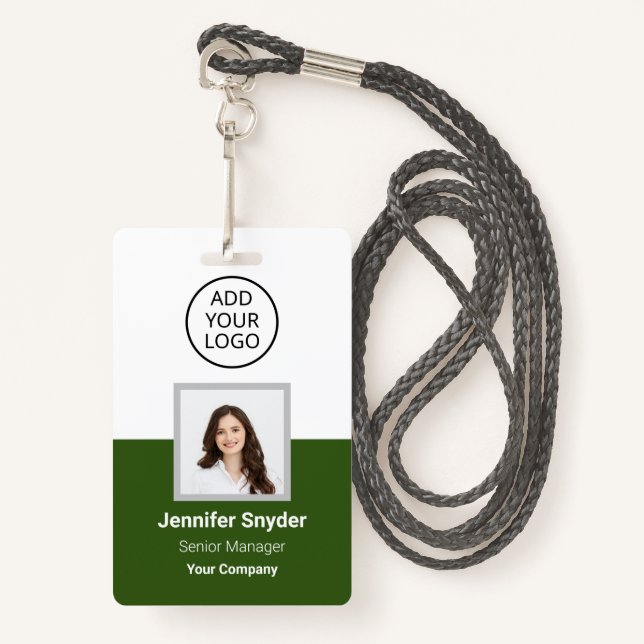 Tarjeta De Identificación Green, Employee Photo ID con código QR, Compañía (Anverso son cordón)