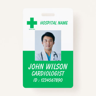 Tarjeta De Identificación Green Hospital Employee Name ID Badge