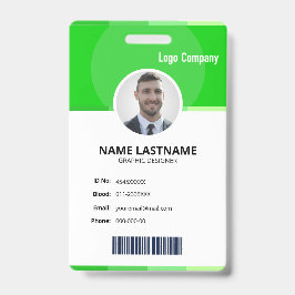 Tarjeta De Identificación Green Modern ID Identification Card Photo Badge