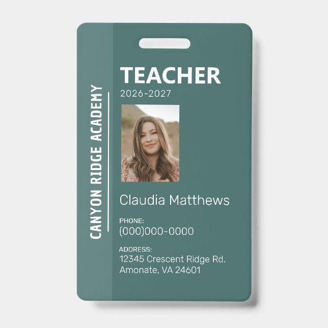 Tarjeta De Identificación Green Stripe Homeschool Educator ID Badge (Front)
