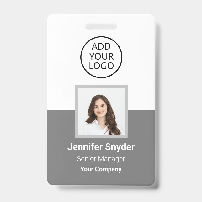 Tarjeta De Identificación Gris, identificación de foto de empleado con códig (Anverso)