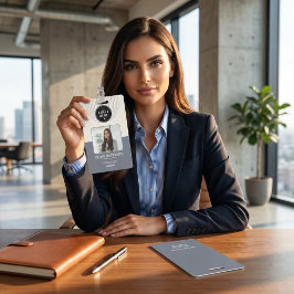 Tarjeta De Identificación Gris Pizarra | Foto de empleado corporativo minima