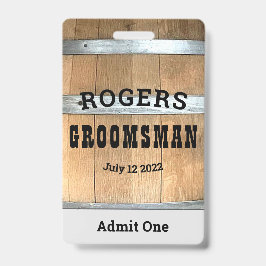 Tarjeta De Identificación Groomsman Whiskey Barrel personalizado ruso
