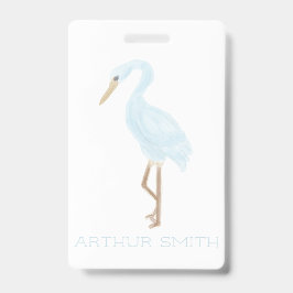 Tarjeta De Identificación Grulla azul acuarela