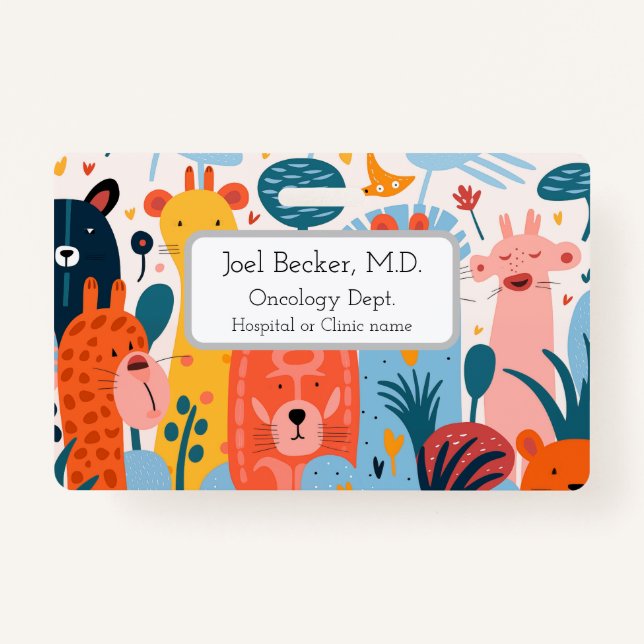 Tarjeta De Identificación Grupo de coloridos animales imaginarios (Anverso)